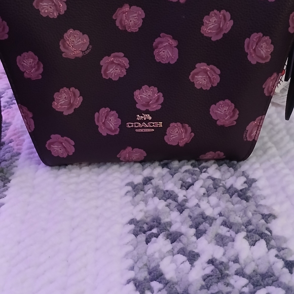 Authentic Coach Hobo Sparkle Floral Print Pebble Leather Crossbody Bag - Picture 6 of 9